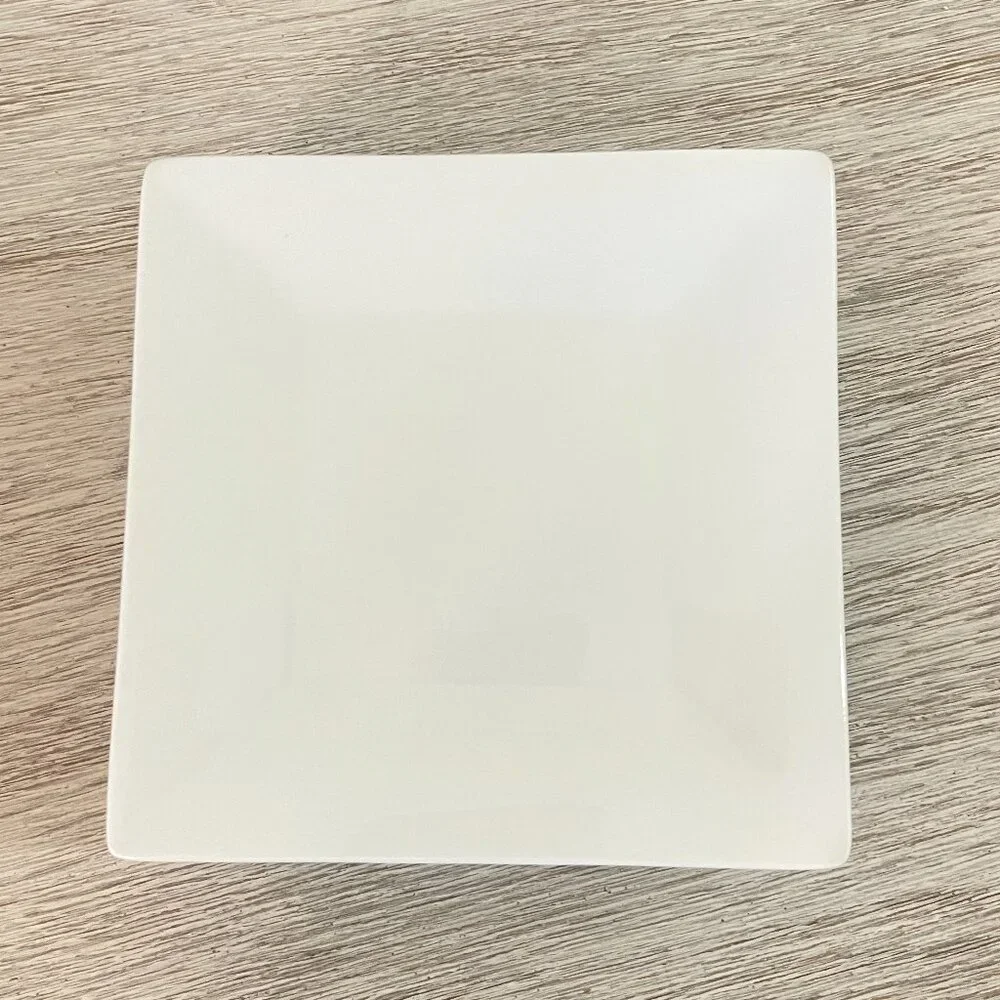 Crate & Barrel Set of 6 Appetizer Plates White Square Porcelain Ceramic Snacks